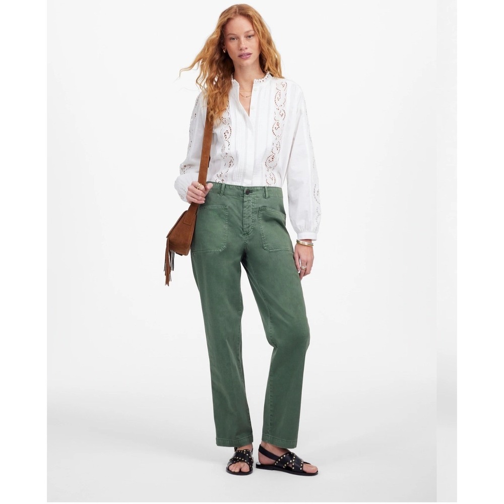 Madewell Taper-Leg Utility Pant Green P10 High Rise Tapered Chino Patch Pockets